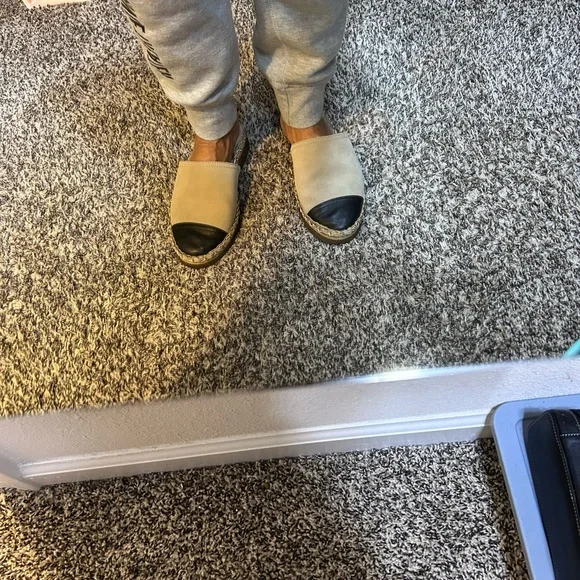 Laurie Felt Beige and Black Mules - Picture 2 of 4